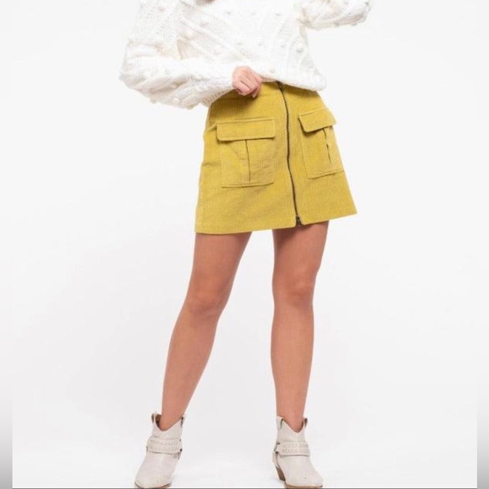 Moon River Olive Corduroy Skirt